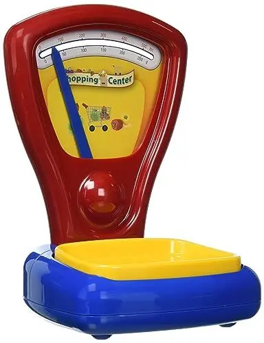 Produktbild: Theo Klein 9322 Obst und Gemüsewaage I Klassische Spielwaage I Anzeige von Zwei Seiten sichtbar I Wiegeablage sinkt beim Wiegen EIN I Maße: 16 cm x 14 cm x 24 cm