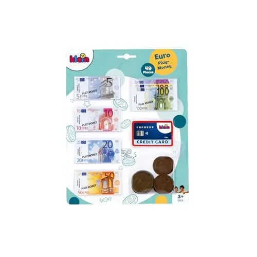 Produktbild: Theo Klein 9605 Euro-Spielgeld mit Kreditkarte I 37 Scheine und 11 Münzen - von der 1-Cent-Münze bis zum 500-Euro-Schein I Maße: 20 cm x 0,5 cm x 20 cm I Spielzeug für Kinder ab 3 Jahren