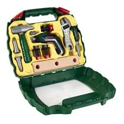 Produktbild: Theo Klein 8394 Bosch Ixolino Koffer | Mit Hammer, Schraubenschlüssel und vielem mehr | Batteriebetriebener Akkuschrauber Ixolino | Maße: 26,6 cm x 32 cm x 8,8 cm | Spielzeug für Kinder ab 3 Jahren