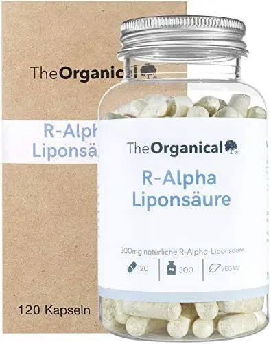 Produktbild: TheOrganical® R-Alpha Liponsäure | 300 mg pro Kapsel | 120 Kapseln | natürlicher R Alpha Liponsäure | Hergestellt in Hamburg | Volle Wirkung |