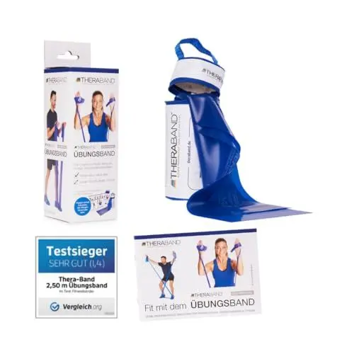 Produktbild: TheraBand Original TheraBand Fitnessband | Resistance Band für Kraftraining und Abnehmen zuhause oder im Gym | 1 Band inkl. Tasche und Anleitung im Set Blau | Sehr schwer, OneSize