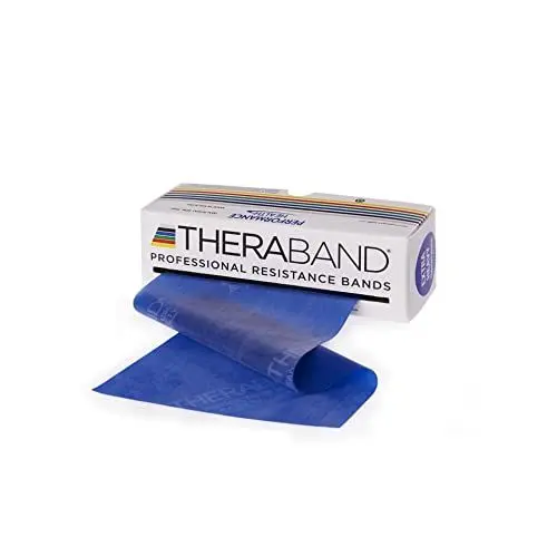 Produktbild: TheraBand Original TheraBand Fitnessband | Resistance Band für Kraftraining und Abnehmen zuhause oder im Gym | Rollenware perfekt für Profi Bedarf Blau | Sehr schwer, OneSize