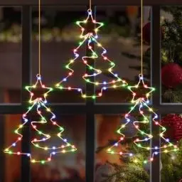 Produktbild: Therlan Fensterdeko Weihnachten Beleuchtet, 3 Stück LED Fensterbilder Weihnachtsbeleuchtung Fenster Mit Timer, 8 Lichtmodi Batterie LED Fensterdeko Beleuchtung Weihnachtsdeko Fenster Beleuchtet Bunt