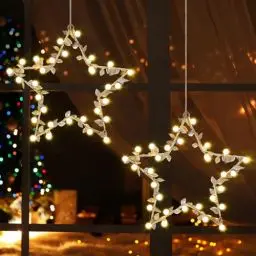 Produktbild: Therlan LED Fensterdeko Weihnachten Beleuchtet, 2 Stück LED Stern Beleuchtet mit Timer, 8 Lichtmodi USB LED Weihnachtsstern Weihnachtsbeleuchtung fenster, Weihnachtsdeko Fenster Beleuchtet Warmweißen