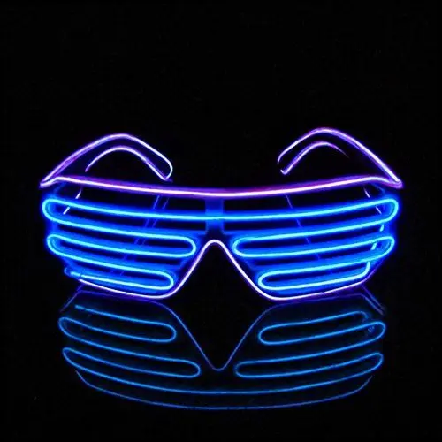 Produktbild: Therlan Led Brille, Neon PartyBrille, LED Party Brille Leuchten Sonnenbrille, LED Kostüme Leuchtbrille Atzenbrille für Rave EDM Party (Violett - Blau)