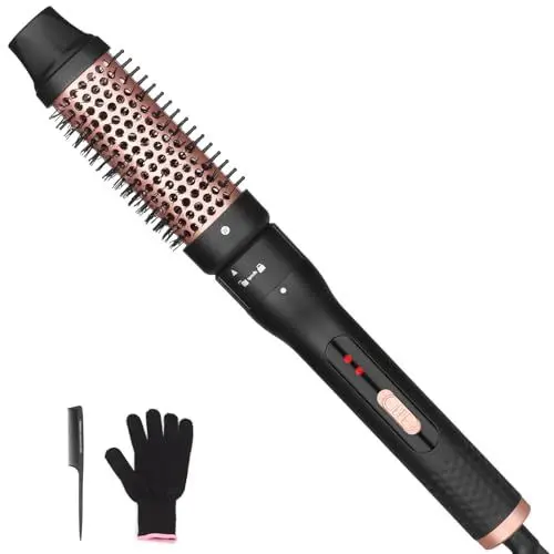 Produktbild: Thermal Brush 38mm, Lockenstab bürste & Thermobürste, Lockenbürste Keramik-Turmalin Ionen Heiße Bürste Für Locken-Frisuren,einzigartige Wellen und Volumen, 2 Temperaturen Wellenbürste, Dual-Spannung