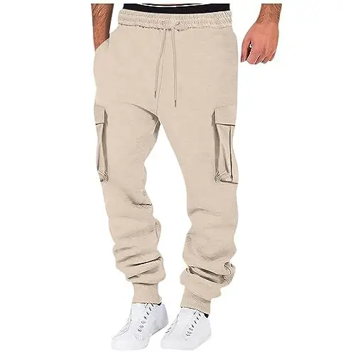 Produktbild: Thermo Jogginghose Herren Militär Kleidung Gefütterte Hose Herren Freizeit Cargo Jeans Herren Stretch Zunfthose Herren Taktische Hose Herren Sweatpants Herren Kuschelhose Beige M