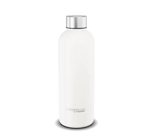 Produktbild: THERMOcafé by THERMOS TC DAILY BOTTLE white mat 0,50l, Isolierflasche aus Edelstahl, kohlensäurefest, 6h heiß 12h kalt, absolut dicht, für Schule, Unterwegs & Büro