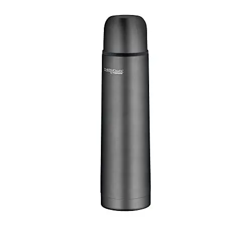 Produktbild: TC BEVERAGE BOTTLE 0,75l, stone grey, Thermosflasche aus Edelstahl, 12 h heiß / 24 h kalt, absolut dicht mit Drehverschluss und Becher, für Uni, Schule, Büro, Reisen, by THERMOS, Isolierflasche türkis