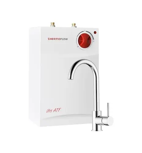 Produktbild: Thermoflow UT 5 ATF Set Ovalis Untertischspeicher inkl. Niederdruckarmatur | Warmwasserboiler 5 l Speichervolumen mit Anti-Tropf Funktion | G 3/8