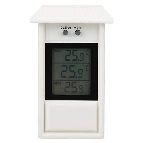 Produktbild: Thermometer Digitales Temperaturthermometer, Digitales Thermometer-Messgerät, Weißes Wasserdichtes Thermometer für den Außenbereich, Gartenthermometer mit Haken