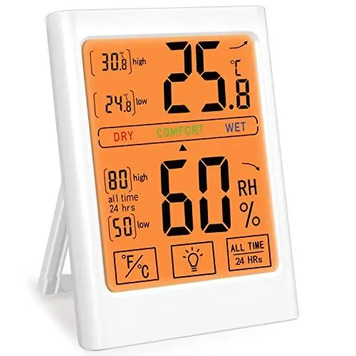 Produktbild: Thermometer Hygrometer Innen Thermo-Hygrometer Digitales Raumthermometer Zimmerthermometer Temperatur und Luftfeuchtigkeitmessgerät Klima Monitor mit Komfortzone zur Raumklimakontrolle, Weiß