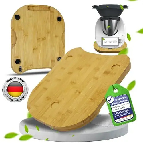Produktbild: Thermomix Gleitbrett aus Bambus für TM6/TM5 – Stabiler Stand - Müheloses Verschieben - Hochwertiges Küchenzubehör - Langlebig und Umweltfreundlich
