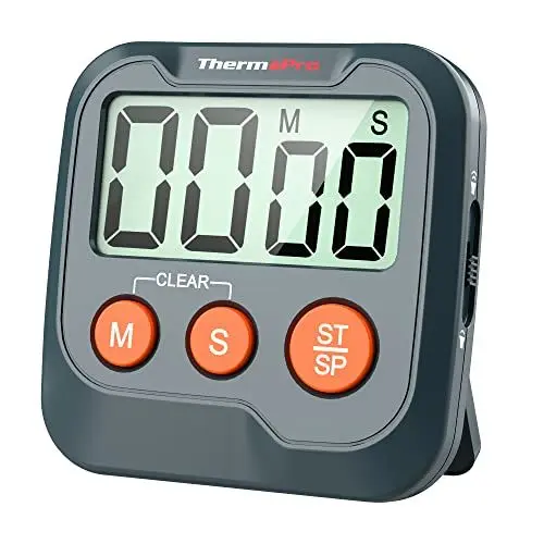 Produktbild: ThermoPro TM03 Eieruhr Digital Timer mit Stoppuhr 99min 59sek Küchentimer Kurzzeitwecker Küche Kurzzeitmesser für Schule, Büro, Sport, Hautpflege Freizeit Lautstärke einstellbar