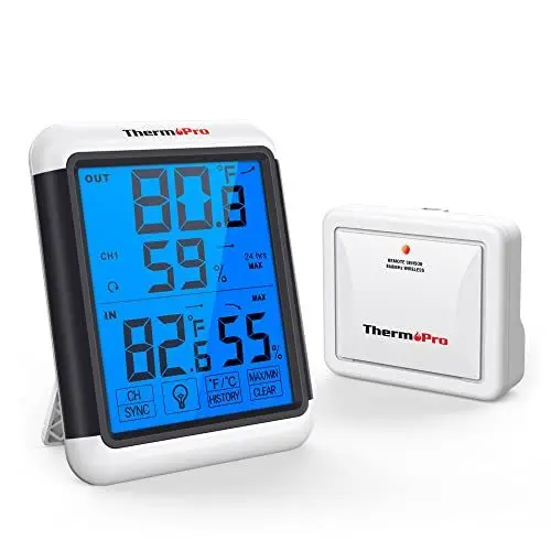 Produktbild: ThermoPro TP65 Funk Thermo-Hygrometer Digitales Thermometer Hygrometer Klima-Monitor Funkwetterstation mit Funk-Außensensor, Reichweite max bis zu 150m