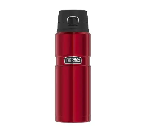 Produktbild: THERMOS STAINLESS KING Thermosflasche rot 0,70l - Edelstahl, absolut dicht, 15h heiß & 24h kalt, spülmaschinenfest, Trinkflasche für Tee, Kaffee & Wasser, BPA-frei