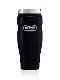 Produktbild: THERMOS STAINLESS KING Thermobecher aus Edelstahl blau 0,47l - Coffee to Go Becher, absolut dicht, spülmaschinenfest, 7h heiß & 18h kalt, mit Haken für Teebeutel, BPA-frei