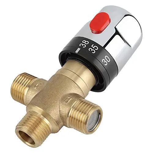 Produktbild: Thermostat Thermostatisches Mischventil, 4 Wege Thermostatmischer Wassertemperaturrohr, Thermostatventil G1/2 Zoll Beckenthermostat, Thermostatsteuerung Messingventilrohr Ther
