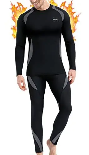 Produktbild: Thermounterwäsche Herren, Skiunterwäsche Winter Thermowäsche Set Funktionsunterwäsche Warm Weich Funktionswäsche atmungsaktiv Thermo Unterwäsche Thermounterhemd Thermounterhose für Männer Grau L