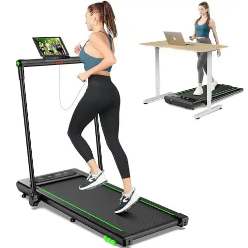Produktbild: THERUN Walking Pad Laufband Klappbar mit (43cm) Breite Lauffläche, Doppelter Stoßdämpfend,Touchscreen, 2.5 PS Leise Elektrisches Laufband für Zuhause und Büro (Grün)