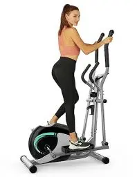 Produktbild: THERUN Magnetischer Crosstrainer für Zuhause, Cardio Ellipsentrainer mit 8-stufig einstellbarem Widerstand, LCD-Monitor, Gerätehalterung, 6 kg Schwungrad, belastbar bis 120 kg (Grün)