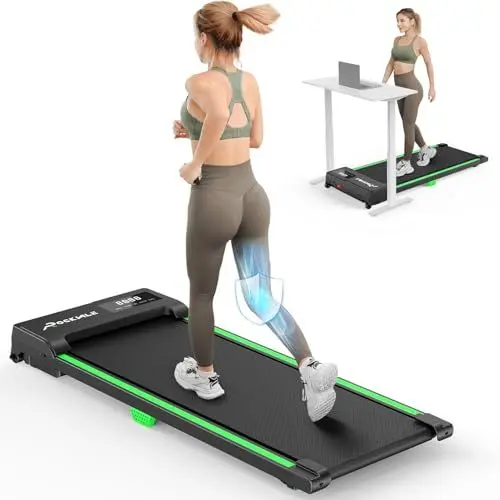 Produktbild: THERUN Walking Pad Laufband für Zuhause, 2.5 PS Elektrisches Walking Pad mit LCD-Display für zuhause- charakteristisch für den besonders platzsparenden Laufband Schreibtisch (Grün)