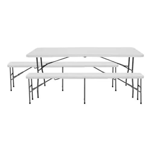 Produktbild: THINIA HOME Klapptisch mit 2 Bänken von 180 cm Esstisch Catering