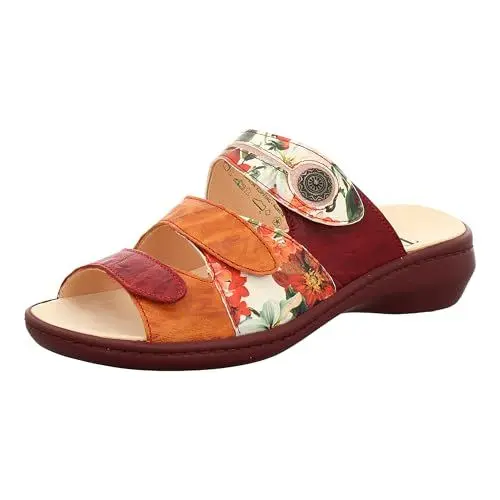 Produktbild: THINK! Damen Camilla chromfrei gegerbte nachhaltige Wechselfußbett Pantolette, 5080 Cherry/Kombi, 40 EU