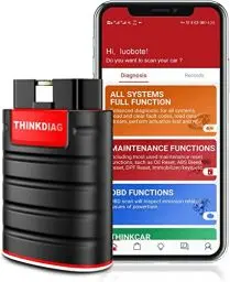 Produktbild: thinkcar Thinkdiag Obd2 Diagnosegerät,Automotive Fehlercode Auslesegerät für Vollständige Systeme,Obd2 Bluetooth Adapter mit 16 Rückstelldiensten, Aktivtest, ECU-Codierung, IOS und Android App.