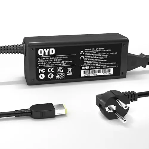 Produktbild: ThinkCentre Mini PC Netzteil, QYD 65W Mini Computer Desktop Ladegerät Tiny PC Power AC Adapter Ladekabel für Lenovo ThinkCentre M73 10AX 10AY M93 M93p M75q-1 Mikrocomputer Tiny-in-One Netzadapter