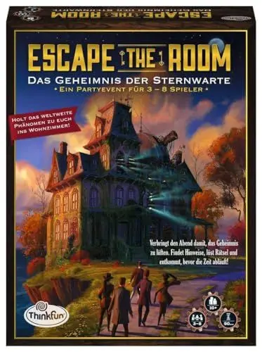 Produktbild: ThinkFun - 76313 - Escape The Room: Das Geheimnis der Sternwarte. Löst die Rätsel und enkommt der Sternwarte! EIN perfektes Escape-Spiel für Einsteiger!