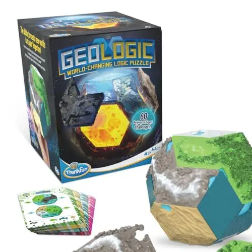 Produktbild: ThinkFun - 76497 - GeoLogic, das weltverändernde Logik Spiel für alle ab 8 Jahren. Fünf unterschiedliche Biome müssen in diesem Rätsel Immer Wieder neu angeordnet Werden.