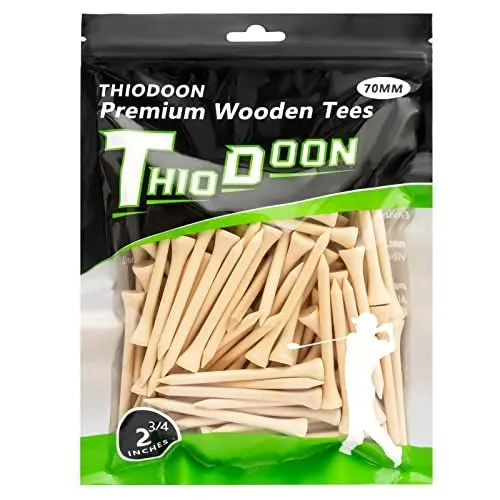 Produktbild: THIODOON Golf-Tees,70mm weniger Reibung, Holz-Tees, Training für Golfspieler, professionelle Golf-Tees aus Naturholz, 100 Stück Holz