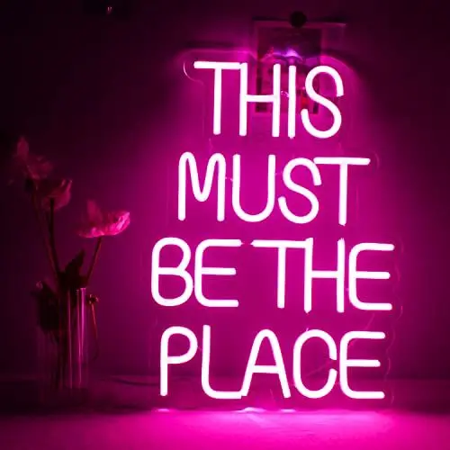 Produktbild: This Must Be The Place Neonlicht Für Wanddekoration, Rosa Schriftzug Neon Light, Led Neon schild mit USB-betrieben Für Schlafzimmer, Spielzimmer, Party, Hochzeit