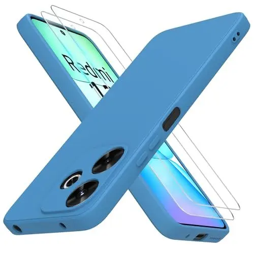 Produktbild: THIYUFUNS Hülle für Xiaomi Redmi 13 4G Handyhülle mit 2 Stück Schutzfolie, TPU Silikon Liquid Silicone Dünne Weiche Stoßfest Case Schutzhülle für Xiaomi Redmi 13 4G (6.79