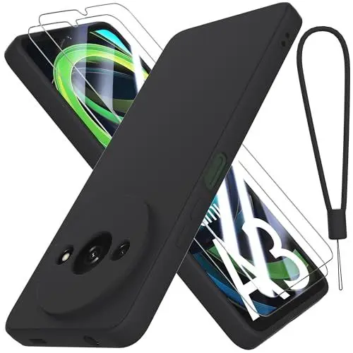 Produktbild: THIYUFUNS Hülle für Xiaomi Redmi A3 4G Handyhülle mit 2 Stück Schutzfolie, TPU Silikon Liquid Silicone Dünne Weiche Stoßfest Case Schutzhülle für Xiaomi Redmi A3 4G (6.71
