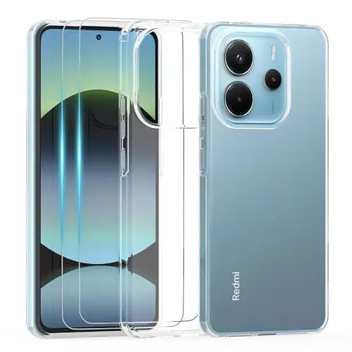 Produktbild: THIYUFUNS Silikon Hülle für Xiaomi Redmi Note 14 4G mit 2 Stück Schutzfolie, Dünne Weiche Transparent Schutzhülle Flexible TPU Durchsichtige Handyhülle Kratzfest Case Cover - 02