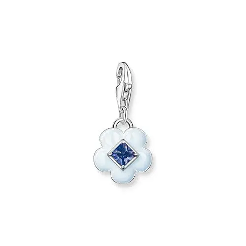 Produktbild: THOMAS SABO Charm-Anhänger Blume aus hochwertigem 925er Sterlingsilber mit dreidimensional gestalteter Blume, Maße: 22 x 11 mm,1916-496-1