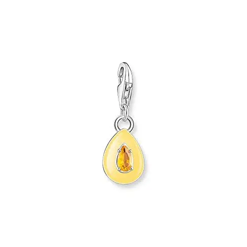 Produktbild: THOMAS SABO Charm-Anhänger oranger Tropfen aus hochwertigem 925er Sterlingsilber mit dreidimensional gestaltetem Tropfen, Maße: 23 x 10 mm, 1919-496-8
