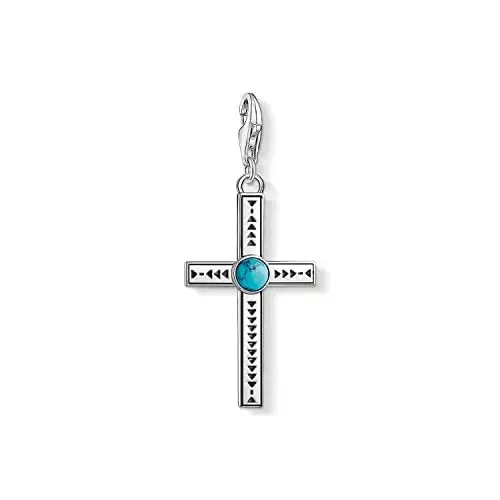 Produktbild: THOMAS SABO Damen-Charm-Anhänger Ethno Kreuz Türkis Charm Club 925 Sterling Silber 1677-878-17