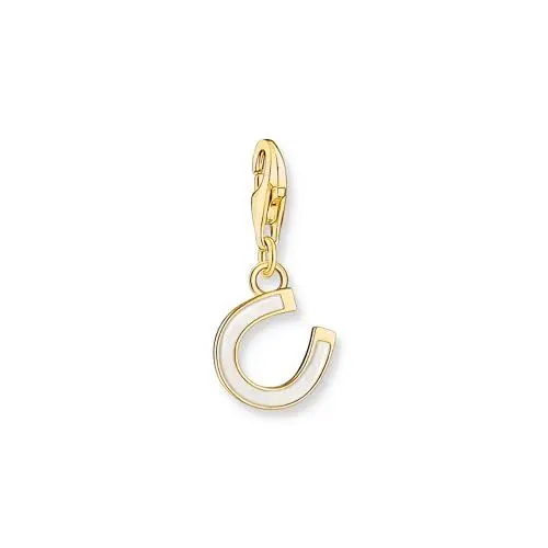 Produktbild: THOMAS SABO Damen Charm-Anhänger Hufeisen mit weißer Kaltemaille vergoldet 925 Sterlingsilber, 750 Gelbgold Vergoldung, Kaltemail 2018-427-14
