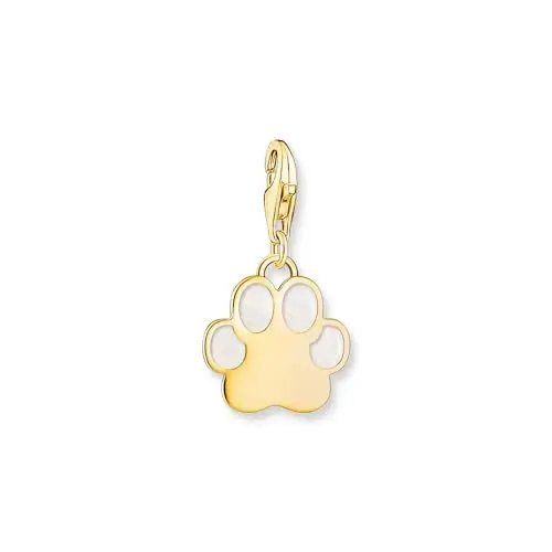 Produktbild: THOMAS SABO Damen Charm-Anhänger Hundepfote mit weißer Kaltemaille vergoldet 925 Sterlingsilber, 750 Gelbgold Vergoldung, Kaltemail 2014-427-39
