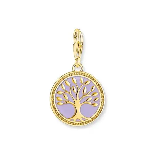 Produktbild: THOMAS SABO Damen Charm-Anhänger Lebensbaum mit violetter Kaltemaille vergoldet 925 Sterlingsilber, 750 Gelbgold Vergoldung, Kaltemail 2035-427-13