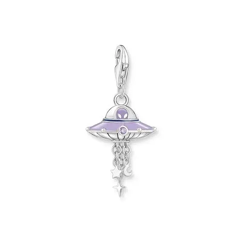 Produktbild: THOMAS SABO Damen Charm-Anhänger UFO mit bunten Steinen und Kaltemaille Silber geschwärzt 925 Sterlingsilber, Geschwärzt, Kaltemail 2045-691-7