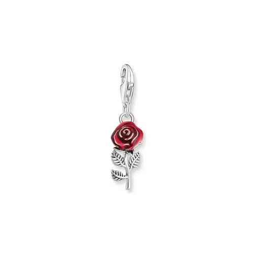 Produktbild: THOMAS SABO Damen Charm-Anhänger rote Rose Silber 925 Sterlingsilber, Geschwärzt, Kaltemail 2076-664-10