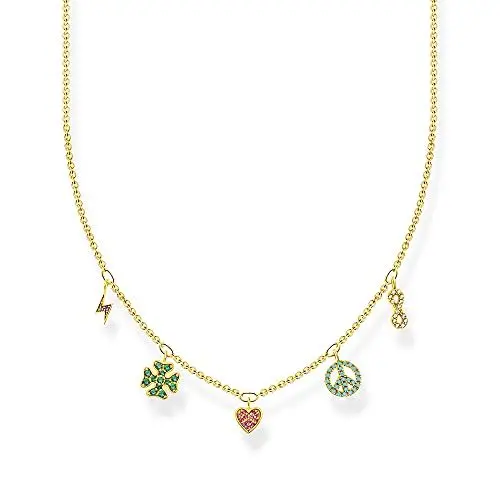 Produktbild: THOMAS SABO Damen Halskette mit bunten Symbolen 925er Sterlingsilber 750er Gelbgold Vergoldung mit Zirkonia, Länge: 38cm - 42cm, KE2123-488-7-L42V