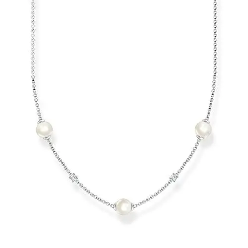 Produktbild: THOMAS SABO Damen Kette Perlen mit weißen Steinen 925 Sterlingsilber KE2120-167-14-L45V