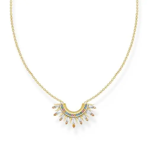 Produktbild: THOMAS SABO Damen Kette mit Sonnenstrahlen und bunten Steinen vergoldet 925 Sterlingsilber, 750 Gelbgold Vergoldung KE2203-488-7