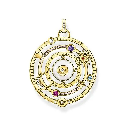 Produktbild: THOMAS SABO Damen Kettenanhänger Halbkugel mit Auge Bunte Steine vergoldet 750 Gelbgold Vergoldung, Kaltemail, 925 Sterlingsilber PE957-565-7
