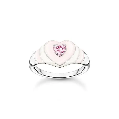 Produktbild: THOMAS SABO Damen Ring Herz mit pinkem Stein Silber 925 Sterlingsilber, Kaltemail TR2435-041-9